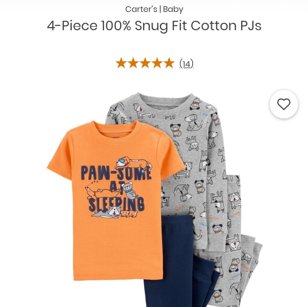 NWT 4 Piece Carter's 24 months pajama set